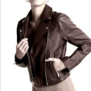 A&F Vegan /Faux Brown Leather Moto Jacket Sz M